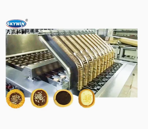 M&aacute;quina para fabricar galletas de chocolate Skywin, dep&oacute;sito de mermelada y t&uacute;nel de enfriamiento