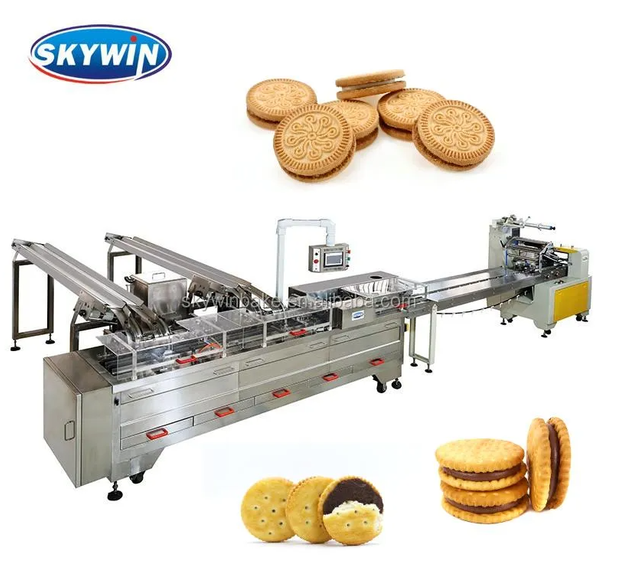 Machine de sandwich et d'emballage de biscuits &agrave; la confiture de cr&egrave;me &agrave; deux voies Skywin