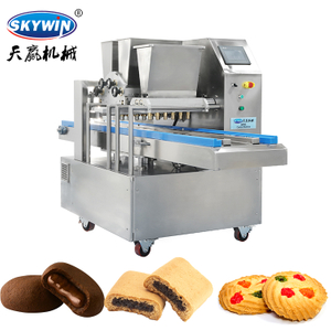 M&aacute;quina para hacer galletas con barra de fecha y relleno de chocolate de dos colores Skywin | L&iacute;nea autom&aacute;tica de producci&oacute;n de galletas rellenas